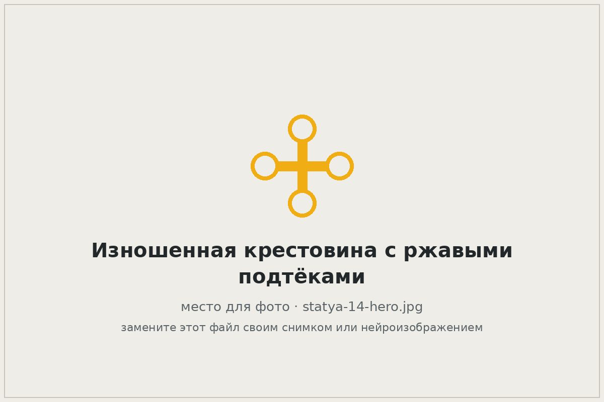 Изношенная крестовина карданного вала с ржавыми подтёками вокруг сальников