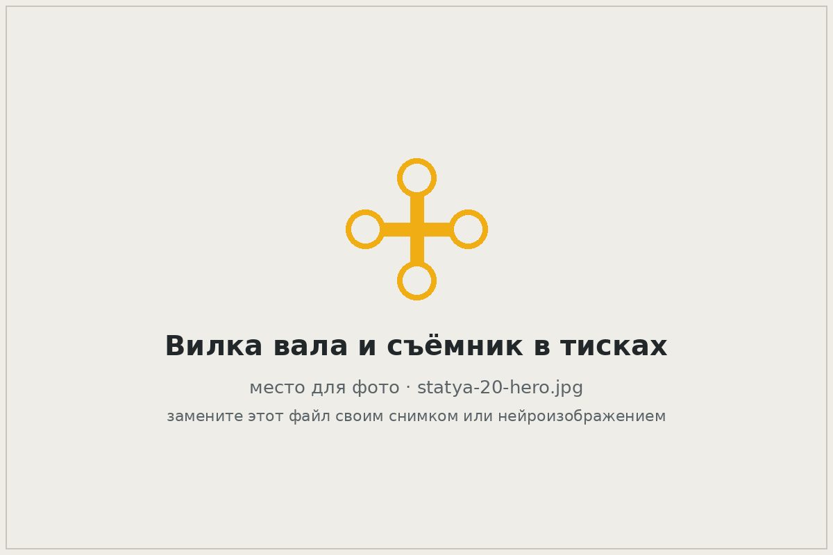 Вилка карданного вала зажата в тисках со съёмником для крестовины