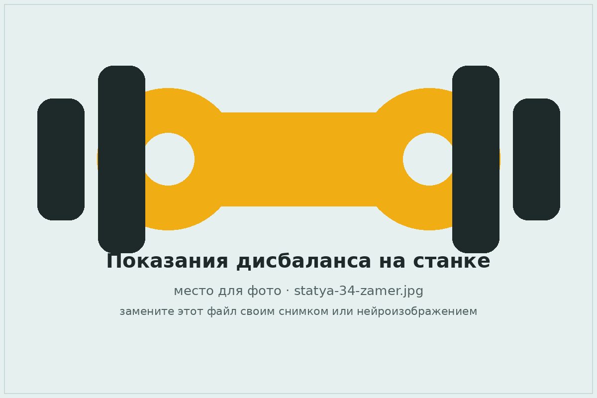 Показания величины и угла дисбаланса на балансировочном станке